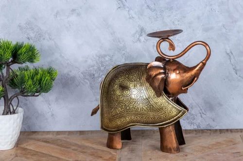 Iron Elephant T Light Candle Holder (2Pc)